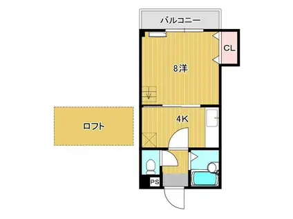 ウェルス下関(1K/7階)の間取り写真