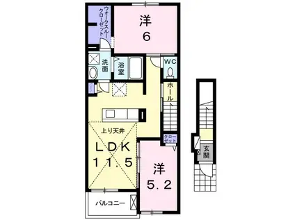 サニーブライト(2LDK/2階)の間取り写真