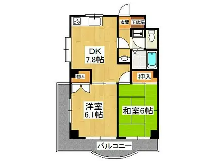 ハイブリッジソシア(2DK/3階)の間取り写真