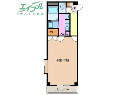 サウスシャトー(1K/2階)の間取り写真