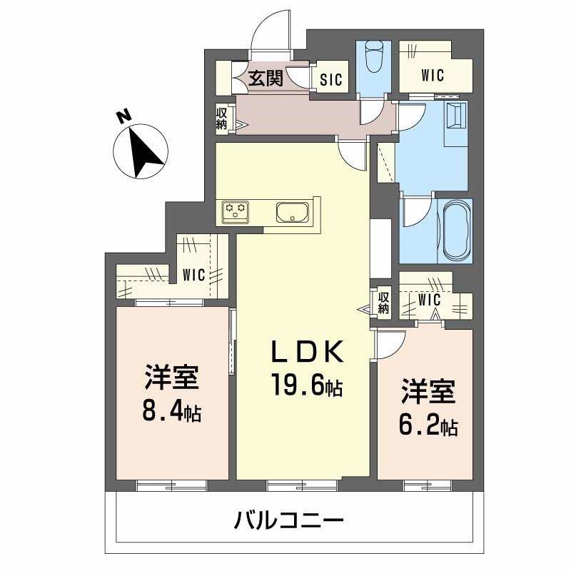 クレイエール(2LDK/3階)の間取り写真
