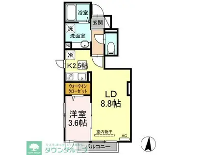 アンジュール氷川台(1LDK/1階)の間取り写真