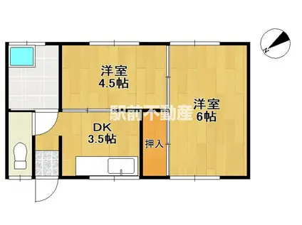 フレンドコーポIII(2K/2階)の間取り写真