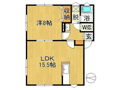 TYハウス(1LDK/2階)の間取り写真