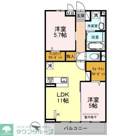 安行藤八D-ROOMII(2LDK/2階)の間取り写真