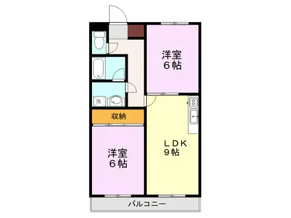 パピーズ光の森(2LDK/3階)の間取り写真