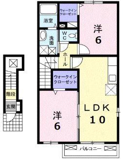 グリシーヌ(2LDK/2階)の間取り写真