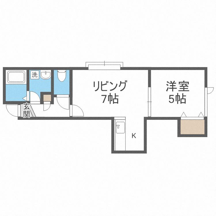 アメニティーズ新琴似(1LDK/2階)の間取り写真