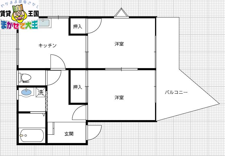 エイトフラッグヒルズ(2DK/1階)の間取り写真