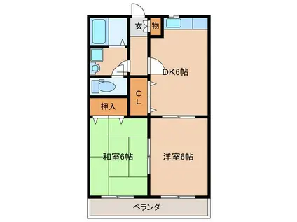 マンションローレルコート(2DK/2階)の間取り写真