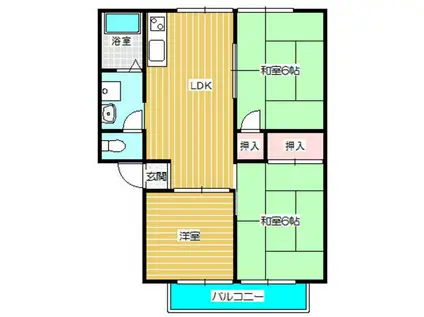 ハイツルーラルIII(3LDK/1階)の間取り写真