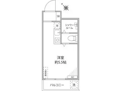 ステューディオ松原(ワンルーム/1階)の間取り写真