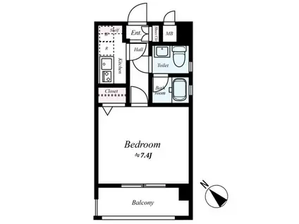 ピュアドームグレース博多(1K/9階)の間取り写真