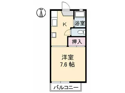 コーポKIII(1K/1階)の間取り写真