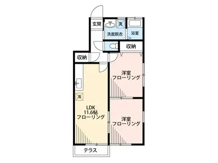 イーグルハイツA(2LDK/1階)の間取り写真