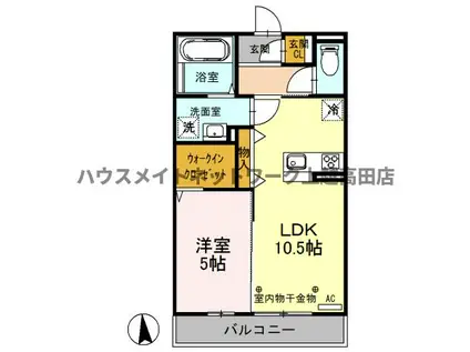 グランディール A棟(1LDK/2階)の間取り写真