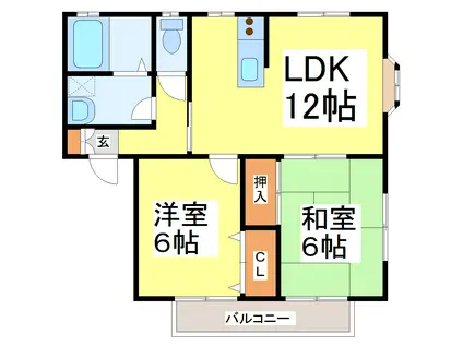 サンテラスB(2LDK/2階)の間取り写真
