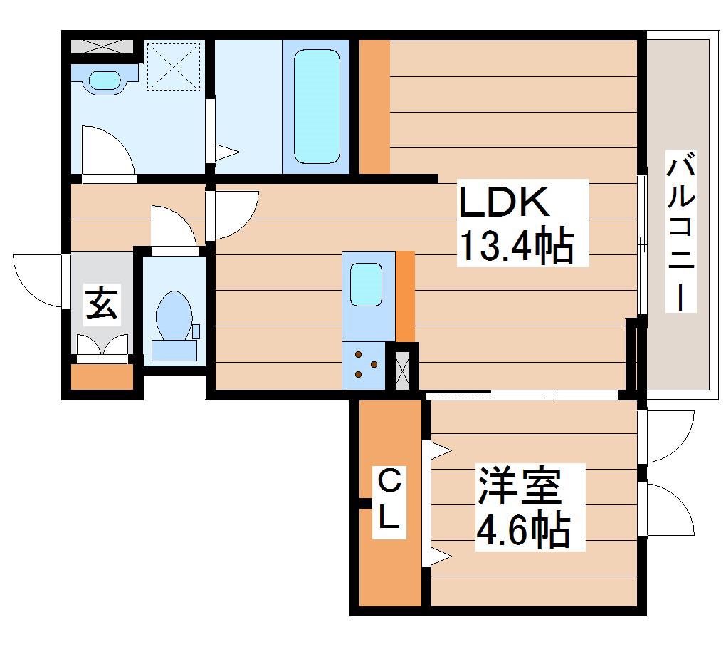 ルミエール大和町(1LDK/3階)の間取り写真