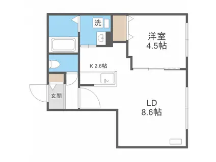 ブランシャール北3条通(1LDK/4階)の間取り写真
