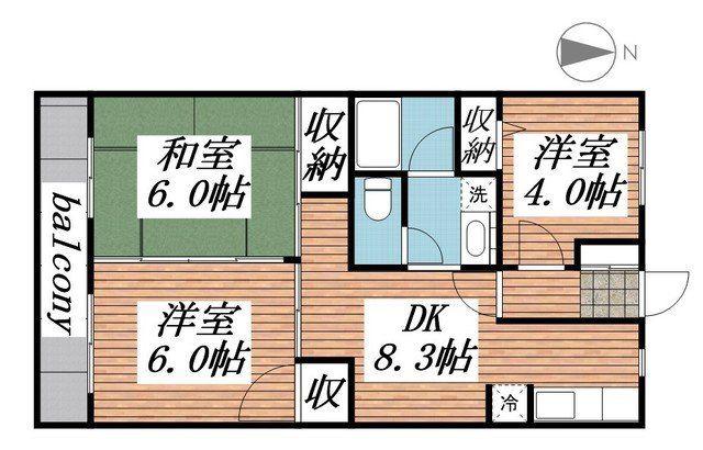 パークハイツ田園(3LDK/3階)の間取り写真