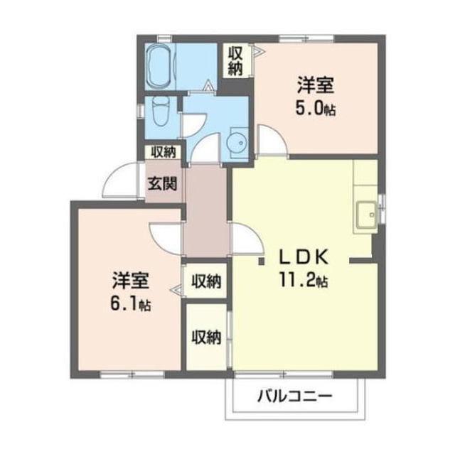 ビュー・ステージいずみ B(2LDK/1階)の間取り写真