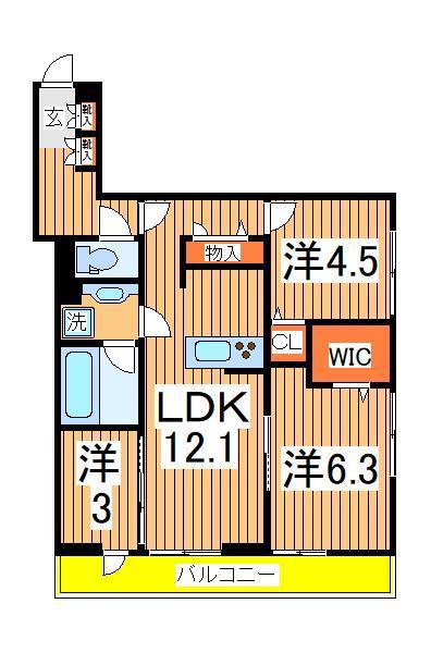 B-KUBUS(3LDK/2階)の間取り写真
