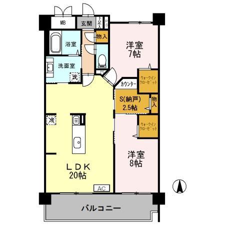 イーグル山手(2LDK/2階)の間取り写真