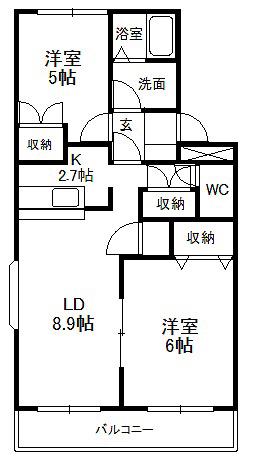 ハイネス(2LDK/2階)の間取り写真