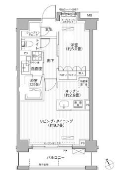 メゾンカルム市谷仲之町(1LDK/2階)の間取り写真