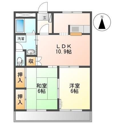 レジデンス町添(2LDK/2階)の間取り写真