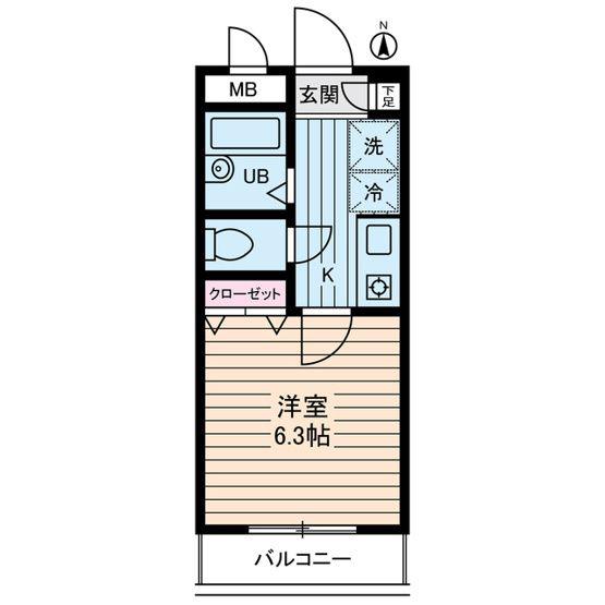 パルムドールハイム(1K/2階)の間取り写真
