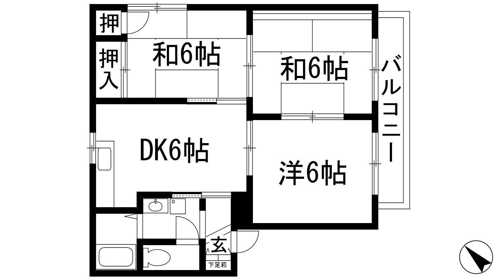 ファミール仁川Ⅲ(3DK/2階)の間取り写真