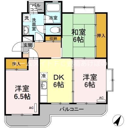 サンハイツ中浜(3DK/1階)の間取り写真