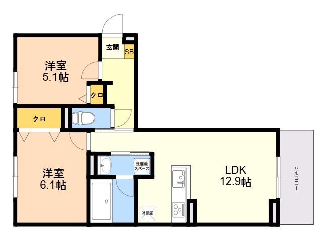 CHOUETTE(2LDK/3階)の間取り写真