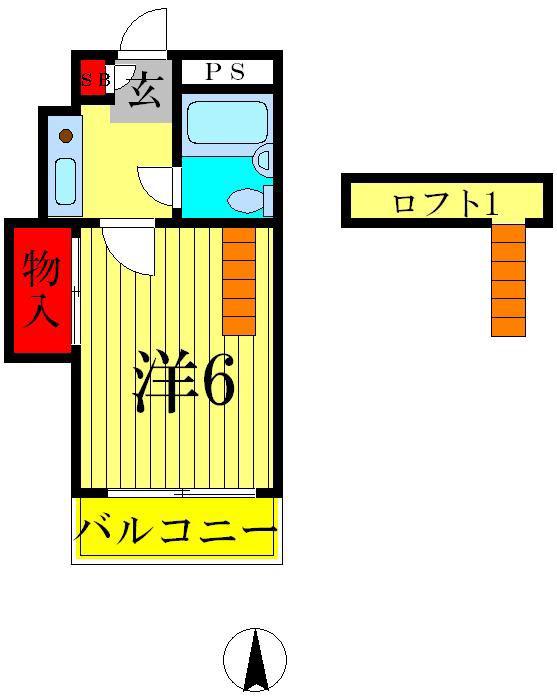 ジュネパレス新松戸第38(1K/2階)の間取り写真
