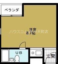 マリンコート(ワンルーム/4階)の間取り写真