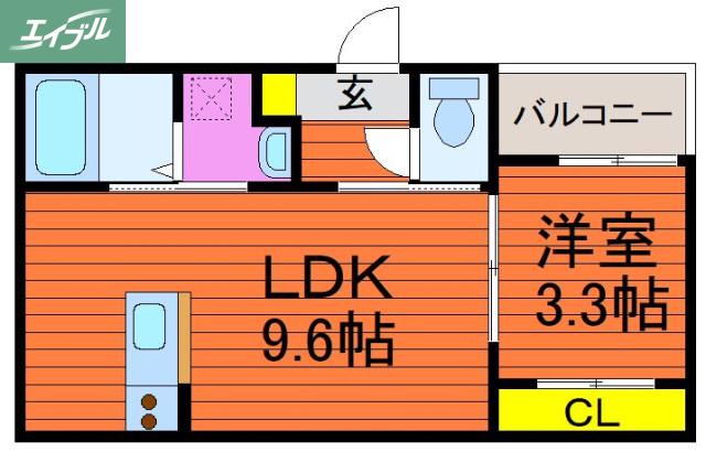REGALEST NISHIZAKI(1LDK/3階)の間取り写真