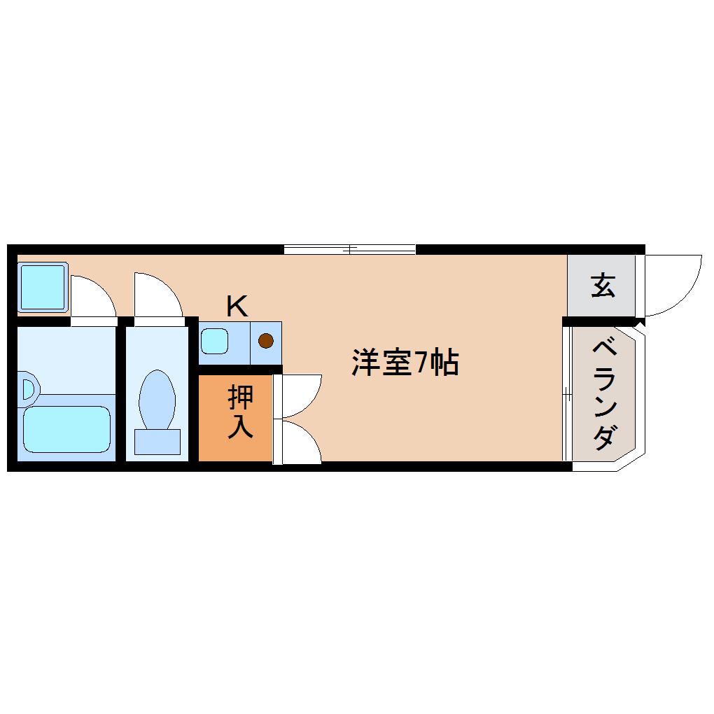 徳丸ハイツ B棟(ワンルーム/1階)の間取り写真