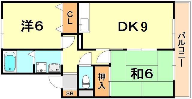 グレースなぎさ(2DK/2階)の間取り写真