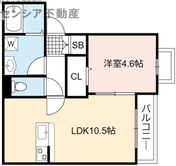 カーサマロード(1LDK/2階)の間取り写真