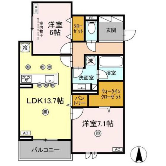 JR山陽本線 北長瀬駅 徒歩7分 3階建 新築(2LDK/1階)の間取り写真