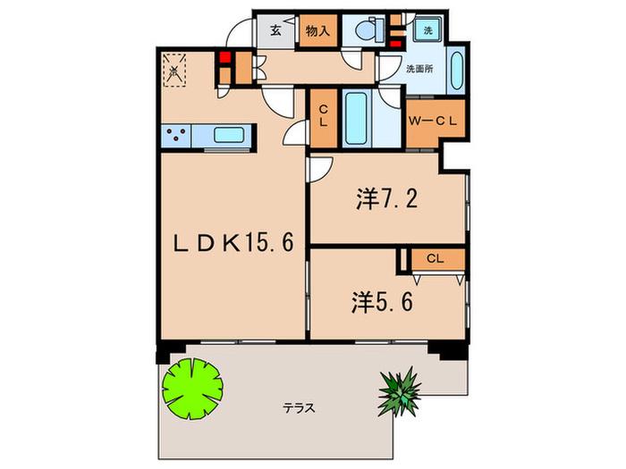 スタイリオ梶ヶ谷(2LDK/1階)の間取り写真