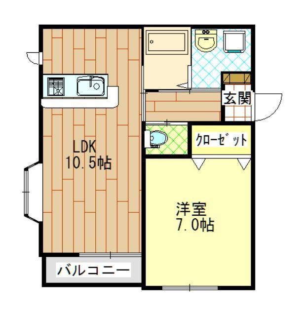CADOG FREESIA(1LDK/1階)の間取り写真