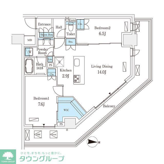 フロンティアレジデンス錦糸公園(2LDK/4階)の間取り写真