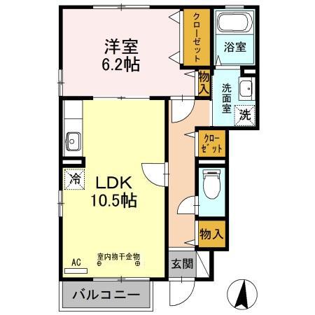 グリンミル(1LDK/1階)の間取り写真