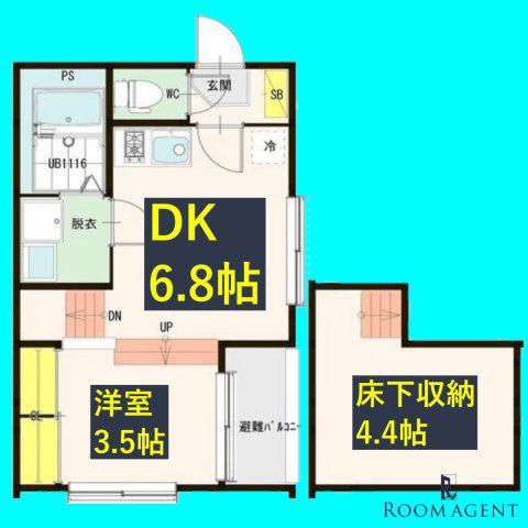 ハーーモニーテラス松葉町V(1DK/1階)の間取り写真