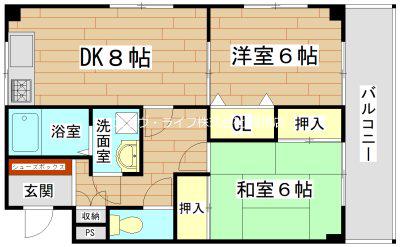 CASA(2DK/3階)の間取り写真
