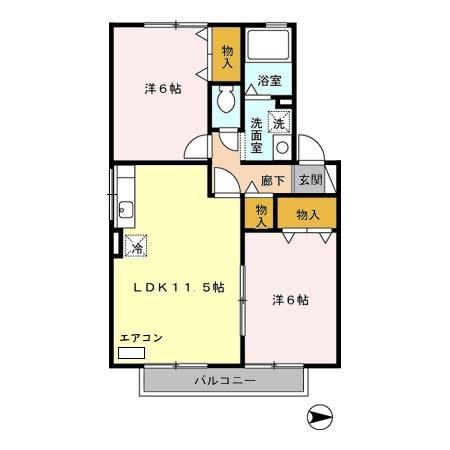 グランドメゾン(2LDK/2階)の間取り写真