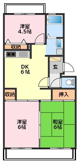 第2パールメゾン染谷(3DK/3階)の間取り写真