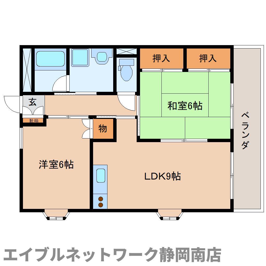 ビオレ中田(2LDK/3階)の間取り写真